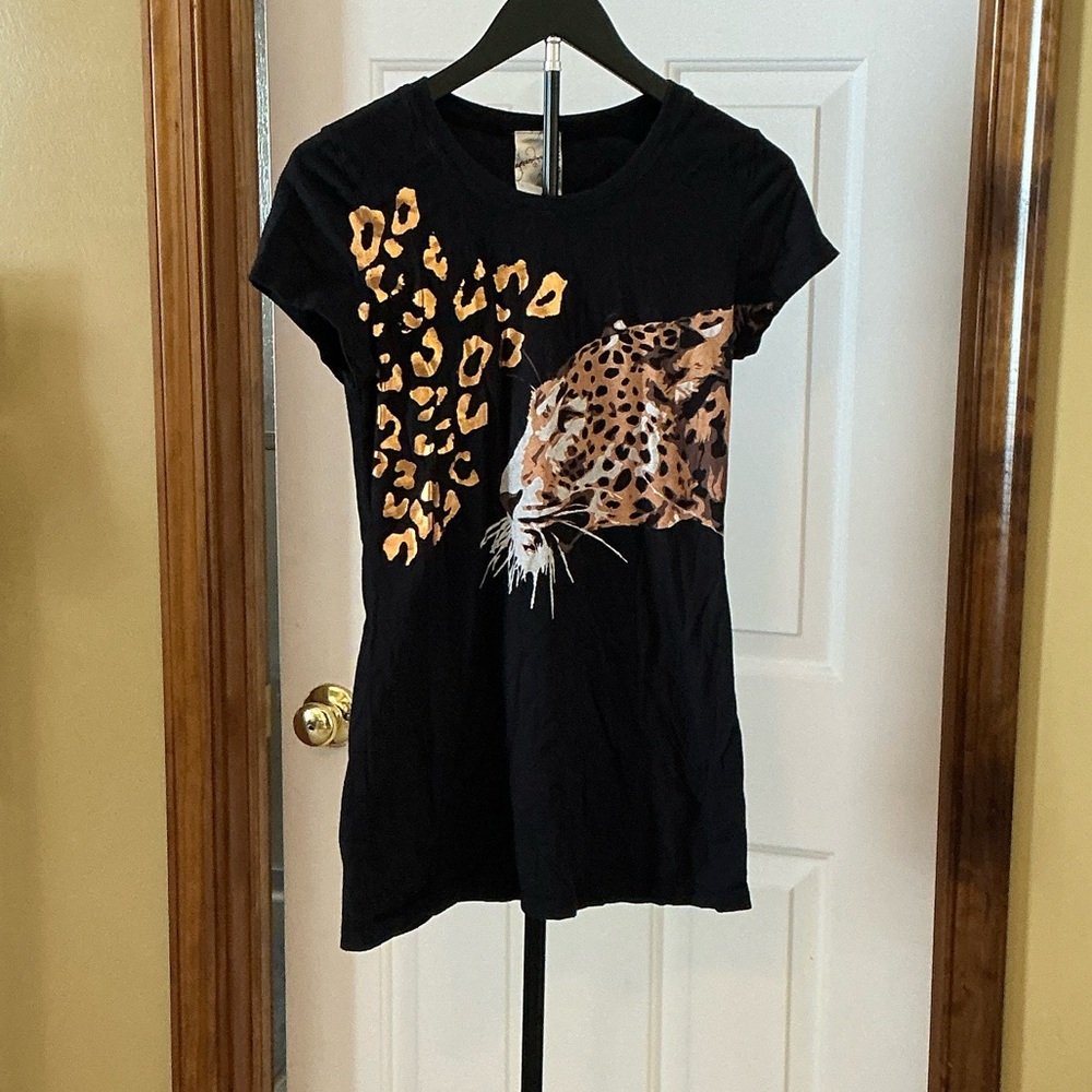 Black Leopard Print Short Sleeve Tee